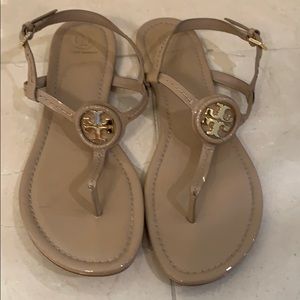 Tory Burch Tan Patent Sandals